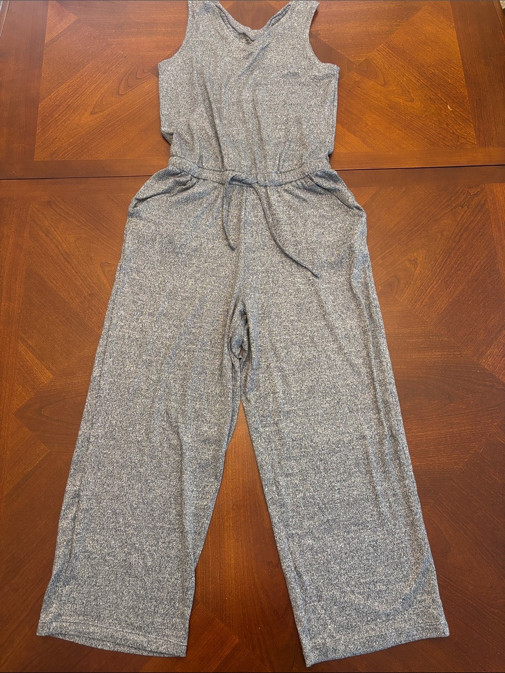 32 Degrees Blue-Gray Sleeveless Wide-Leg Jumpsuit with Drawstring